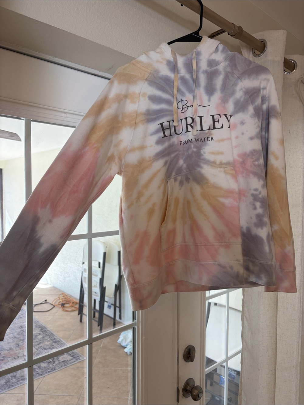 Hurley Kids Pastel Tie-Dye Hooded Sweatshirt - Pink, Yellow, Gray, Cream